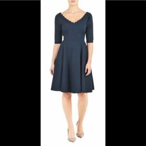 eShakti navy fit and flare dress